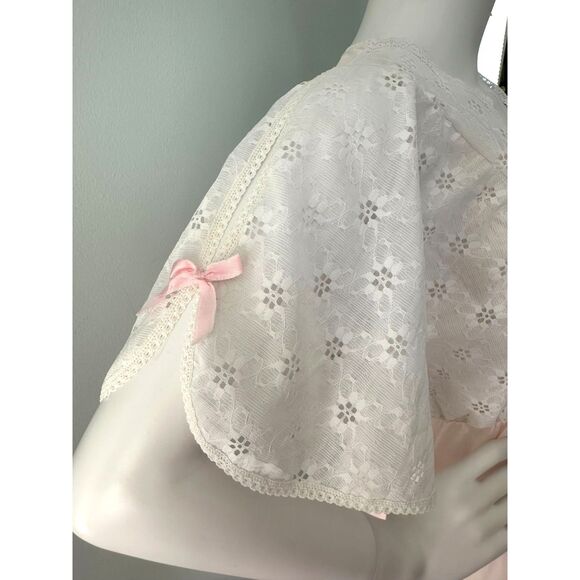 Vintage Sheer Babydoll Nightgown Dress Robe Pale Pink & White Lace size Small - Picture 7 of 9